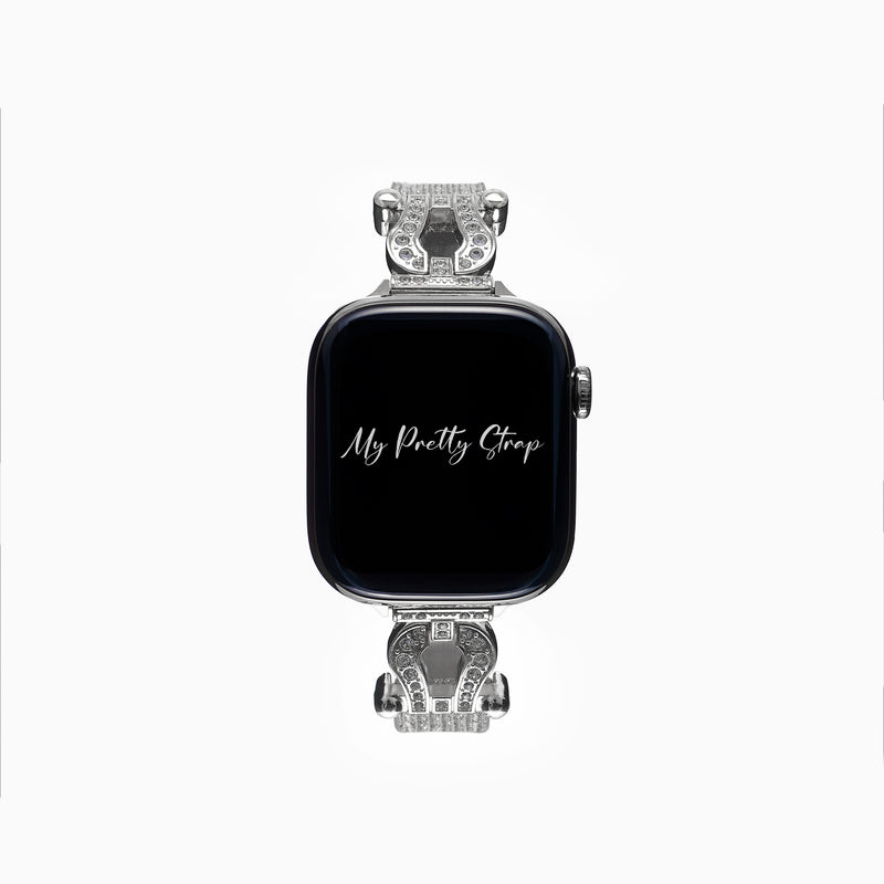 Queen Leather Apple Watch Strap – Silver Gem